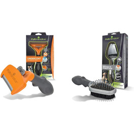 Furminator для собак середнього розміру з довгою шерстю - щітка для видалення підшерстка, покращений дизайн, подвійна щітка для собак та котів