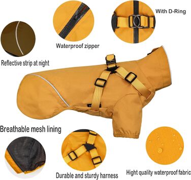 Водонепроникний дощовик для собак BT Bear, сірий, розмір L - відбиваючий, для маленьких собак