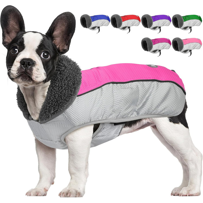 Зимовий одяг для собак, тепла куртка з світловідбиваючими смугами, водонепроникний пуловер на Різдво з отвором для шлейки, тепла жилетка для собак малих, середніх та великих порід (Рожевий, M)