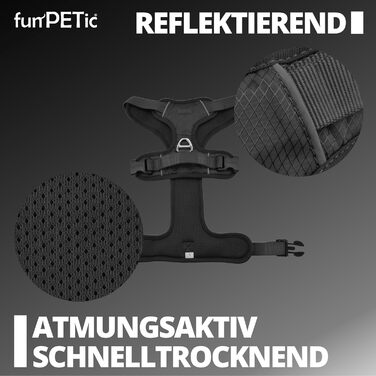 Шлея для собак funPETic Essential XS, анти-навантаження, відбивна, м'яка, дихаюча, чорна