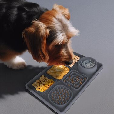 Лежанка-заспокійник для собак Bibykivn Schleckmatte з присосками (зелений+сірий, прямокутна)