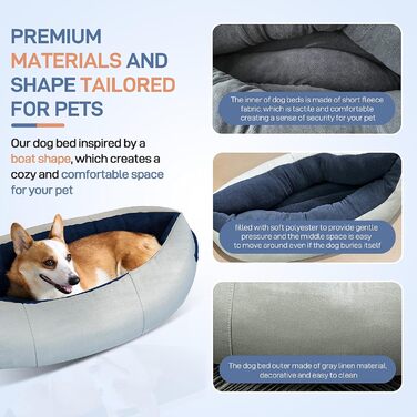 М'яке ліжко для собак Johnear: захист дивану, товсте, неслизьке, 110x105x15 см, сірий колір