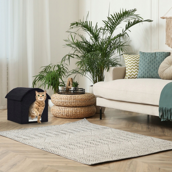 Будиночок для кота або маленького собаки зі скребком Relaxdays — затишне лежанка