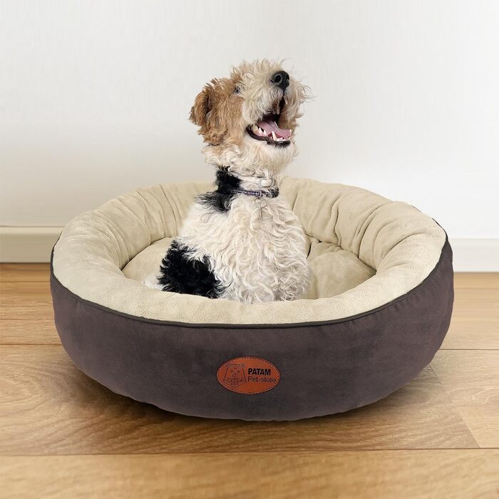 Кругле ліжко для собак та котів Fufi Beige, велике (⌀ 71 см), з м'якими краями, неслизьке, знімне, для всіх сезонів