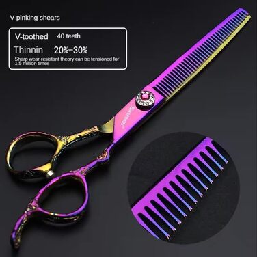 Професійні ножиці для перукарів 7 дюймів з малюнком троянд, комплект 2 шт. з японської нержавіючої сталі