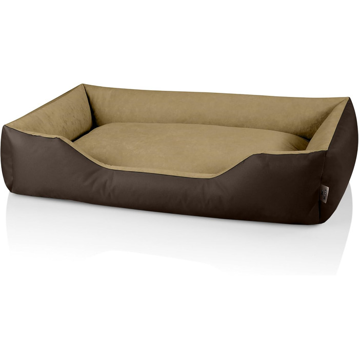 Ліжко для собак BedDog XXL - м'яке ліжко-корзина для середніх собак, коричнево-бежеве, 120 x 85 x 23 см, знімний чохол