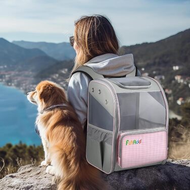 Рюкзак для тварин ALLSOPETS, складаний рюкзак-переноска для котів та маленьких собак, рожевий. Ідеально для подорожей, походів та кемпінгу. Знімний килимок.