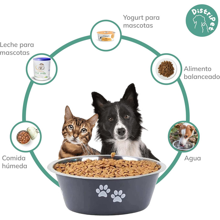 Миски для собак та котів, нержавіюча сталь, антиковзаючі, з силіконовою основою, 2 шт по 860 мл