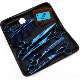 Набір професійного грумінгу для тварин Nepurlson (4 в 1), 17.8 см, сталева ножиця, блакитний