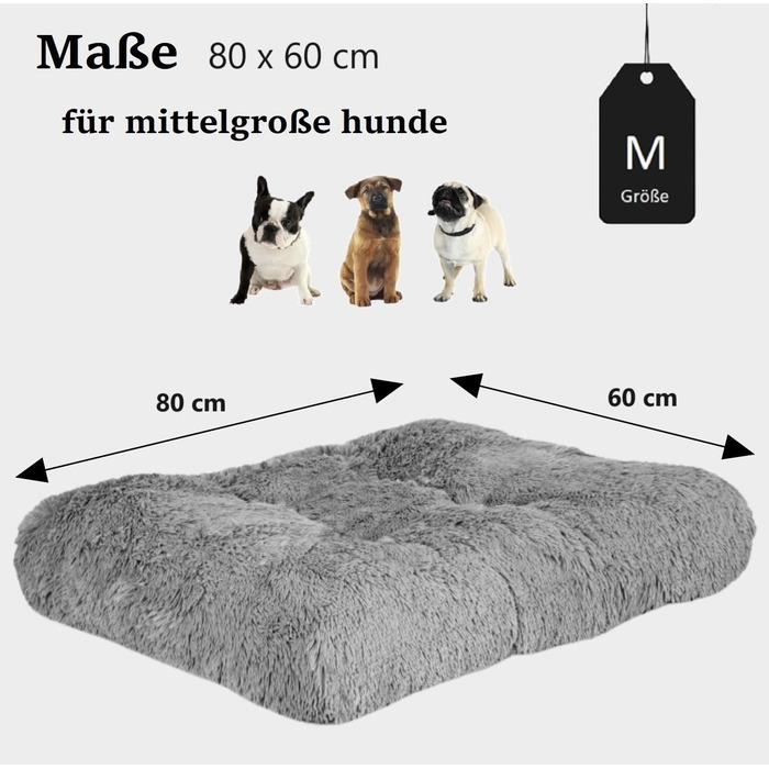 Крісло-ліжко для собак середніх порід King Dog, 80x60 см, сіре. М'яке, комфортне, з антиковзною підкладкою.