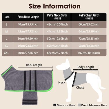 Рушник для собак, мікрофібра, середні та великі породи - сірий, швидко сохне, супер вбираючий, для собак та котів (чорний, M, сірий (зелена сторона))