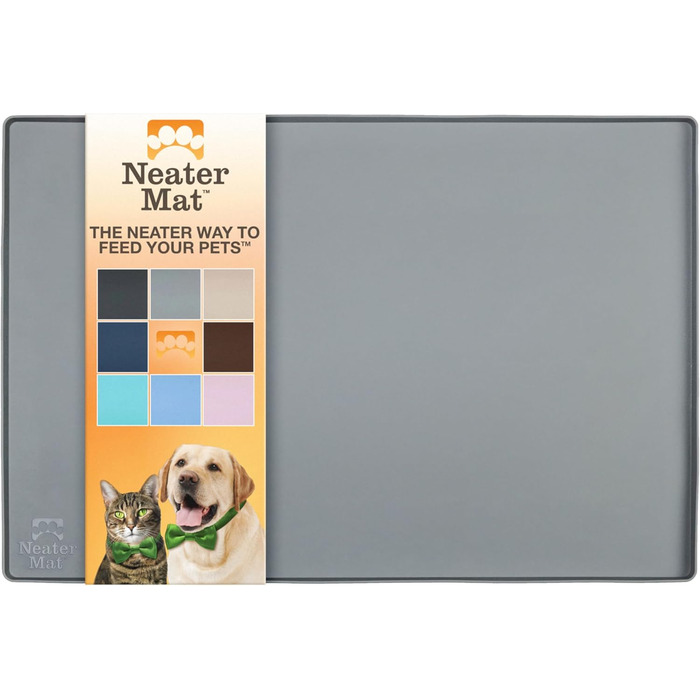 Силіконова підкладка під миски для собак і котів Neater Pet Brands, водонепроникна, захист для підлоги від їжі та води, сіра, 61×40,6 см