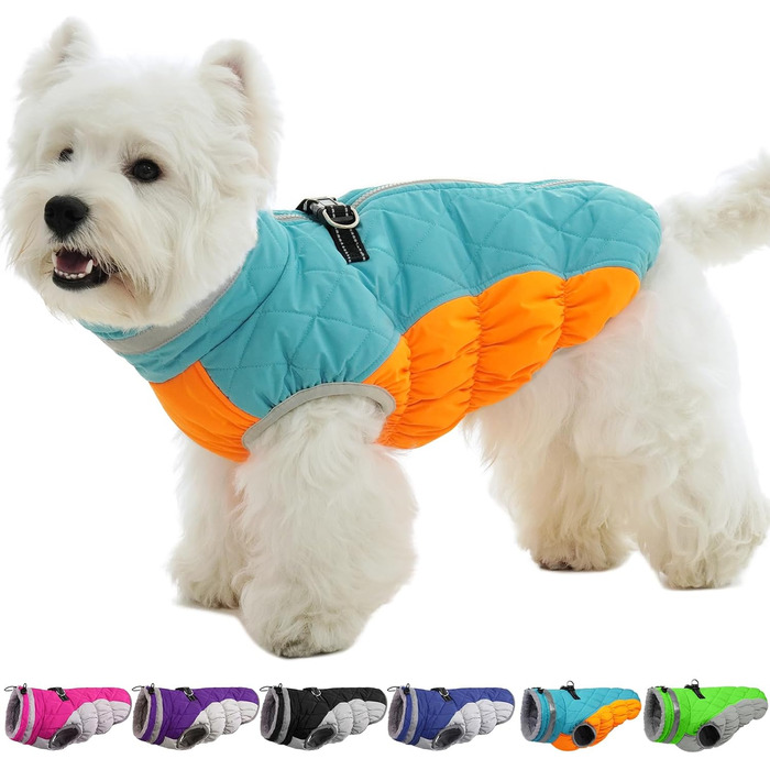 Зимова куртка для собак, тепла, водонепроникна, вітронепроникна, з флісу, для прогулянок та походів (Small, Синій та Оранжевий)