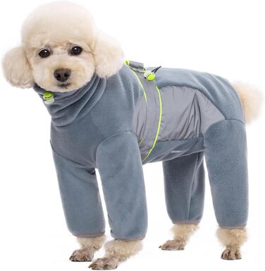Флісовий теплий зимовий одяг для собак, куртка-комбінезон з D-кільцем, регульований, для маленьких та середніх собак (Сіро-блакитний, M)