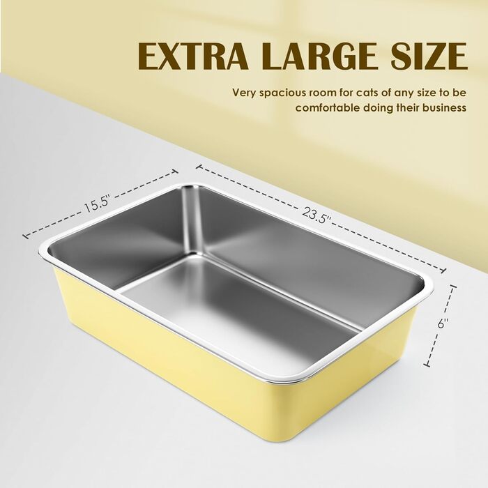Великий лоток для котів і кроликів IKITCHEN з нержавіючої сталі 60×40×15 см — без запаху, антипригарний, антиковзкий, стійкий до плям і іржі