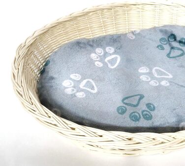 Корзина для собак Tigana з плетіння з лози, біла, 70 см (+ подушка)