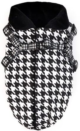 Вітронепроникна куртка для собак Baylabel з шлейкою Black'n'White - тепла зимова куртка для собак XL з флісовою підкладкою