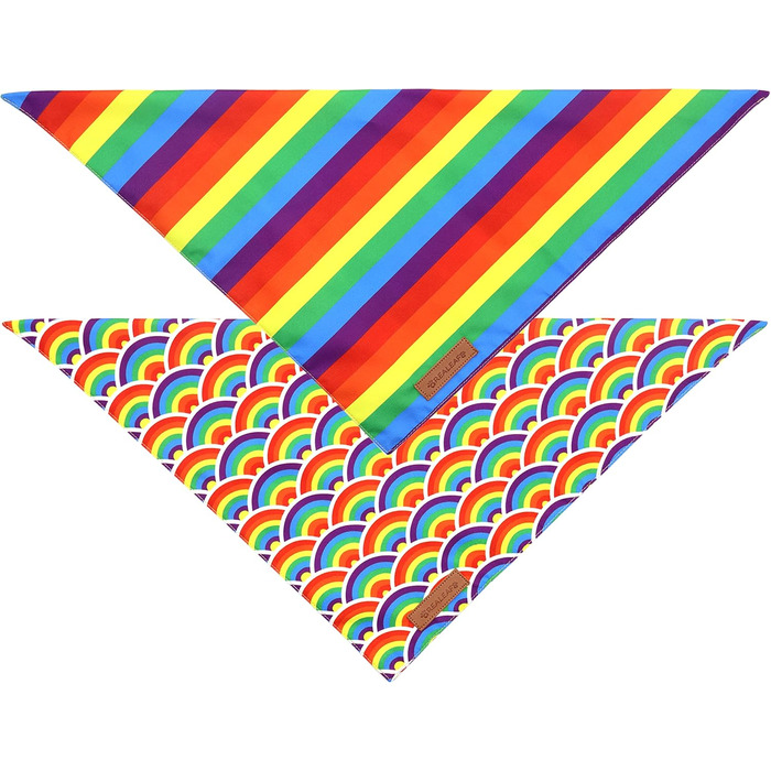 Набір з 2-х бандани для собак Realeaf Pride, райдужні, двосторонні, великий розмір, для домашніх тварин, ЛГБТ, трикутна форма, міцна тканина, для Дня Прайду