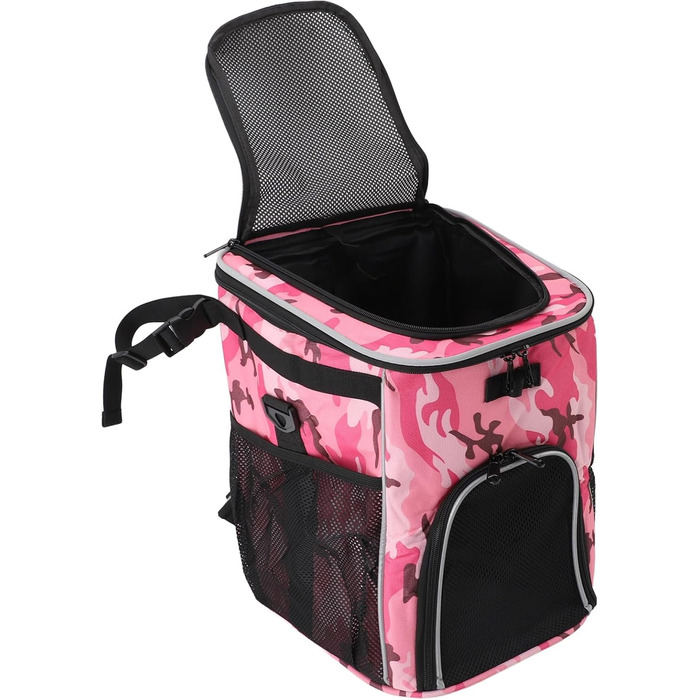 Водонепроникний та дихаючий переноска для собак та котів у велосипедному кошику, великого об'єму, знімний, рожевий камуфляж, поліестер