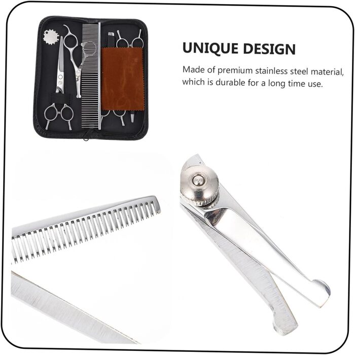 Набір ножиць для грумінгу собак з нержавіючої сталі. Інструмент для стрижки шерсті з округлими кінцями для безпечного догляду за тваринами