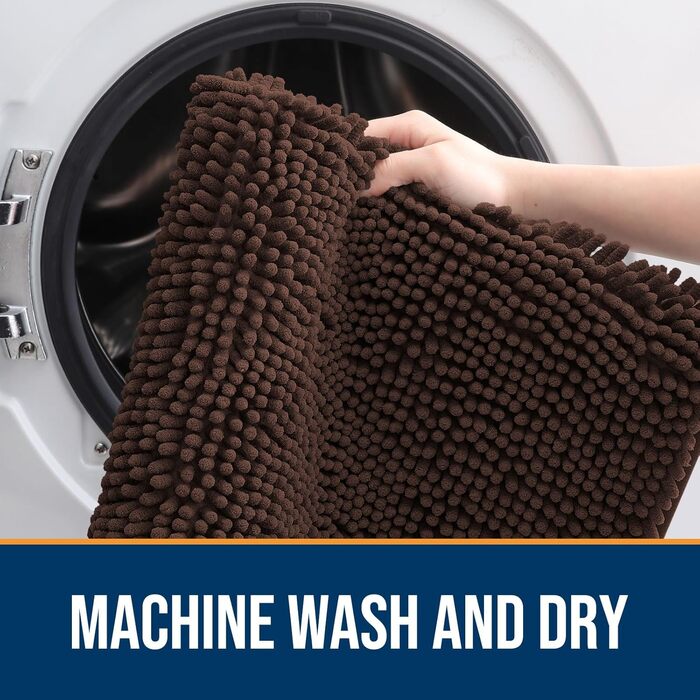 Набір килимків для собак OLANLY, 2 шт., 91.4 x 61 см, поглинають вологу та бруд, швидковисихаючі, неслизькі, пральні, з матеріалу ченілл, коричневі.