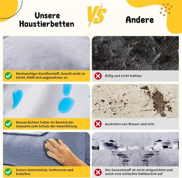 Ортопедичне ліжко для собак OUPEIWAWA, 62x50x17 см, сірого кольору, XL