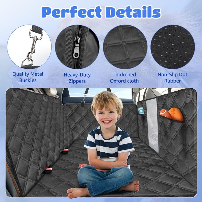 Автоматичний килимок для собак Nobleza з жорсткою основою, 164x131 см, чорний. Захист заднього сидіння авто, вологостійкий, антиковзкий, універсальний розмір