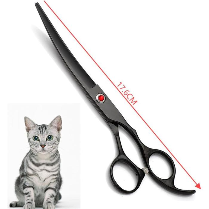 Набір професійних ножиць для грумінгу собак та котів 7.0 дюймів (5-в-1), нержавіюча сталь 440C, з витончувальним ножем, вигнутими та прямими ножицями, гребінцем для шерсті