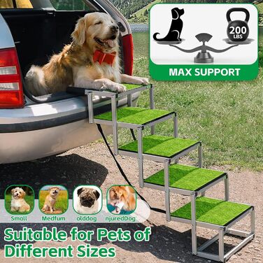 Східці для собак Hunderampe, легкі алюмінієві сходи для великих собак, з антиковзким покриттям, підходять для SUV, Jeep та вантажівок, до 70 кг