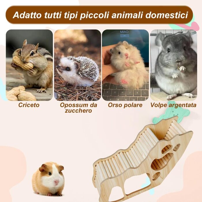 Дерев'яна драбина-споруда для хом'яків Grillix, будиночок, тунель, притулок, іграшка для лазіння та декор для клітки