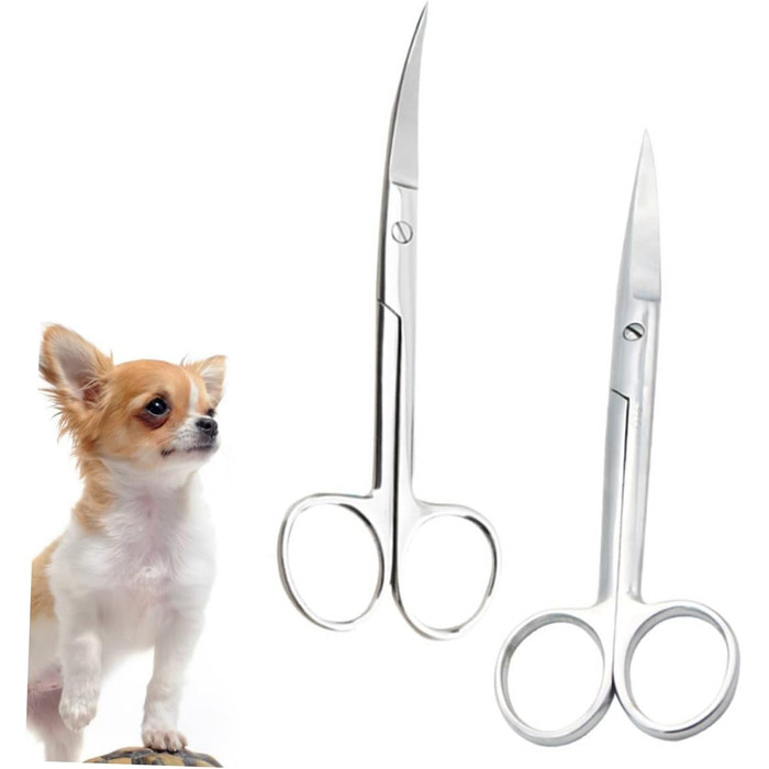 Ножиці для грумінгу тварин з нержавіючої сталі з прямим та вигнутим лезом, ергономічні ручки, для професійного грумінгу та домашнього використання