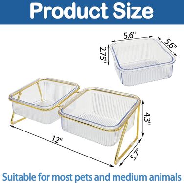 Підвищені миски для котів, набір годівниць для котів з підставкою з заліза, нахил 15°, преміум-якість