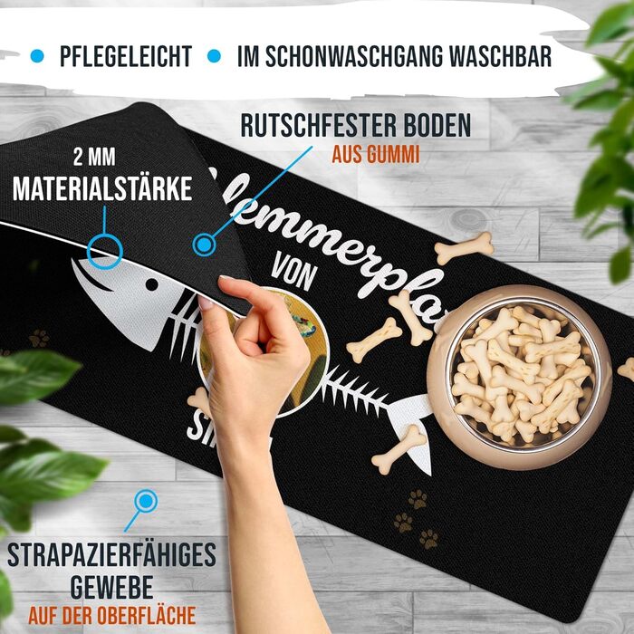 Персоналізований килимок для годування котів з ім'ям та фото - Royal Print, 80x30 см, миючий, антиковзаючий