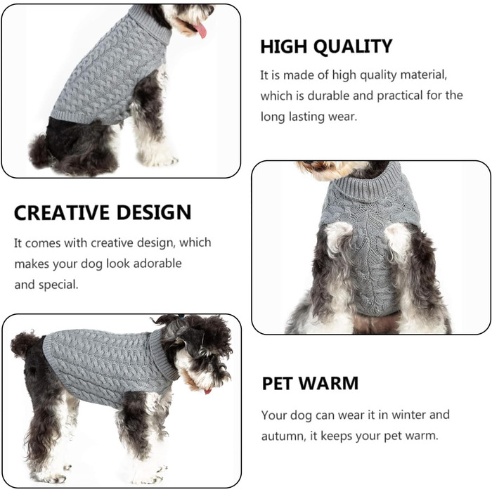 Пуловер для собак на зиму, теплий светр для тварин, зручний ростовний одяг для цуценят, котів та собак різних розмірів (M, сірий)