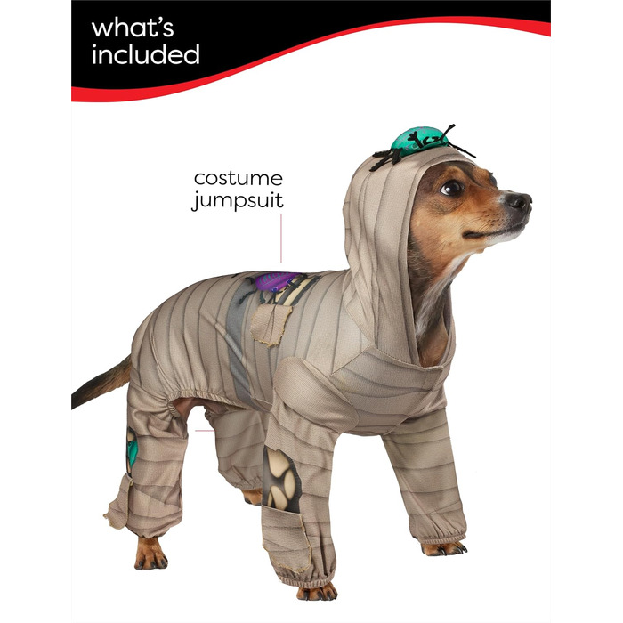 Костюм мумії для домашніх тварин Rubie's, з капюшоном, розмір XL, як на фото