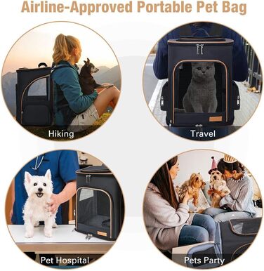 Рюкзак для тварин Lekereise, розширюваний, для котів та маленьких собак, ідеальний для подорожей та активного відпочинку (до 20 кг), Рожевий