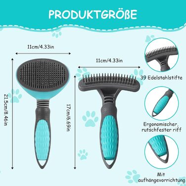 Щітка для собак та котів 2 шт. - вичісування ворсу, підшерстка, розплутування. Ідеально для довгої та короткої шерсті. Легке очищення за допомогою однієї кнопки.