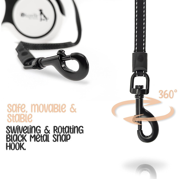 Рулетка для собак до 20 кг Bluzelle з відбиваючими смугами, 5 м, міцний карабін, найнадійніша гальма, нейлоновий ремінь, ергономічна ручка