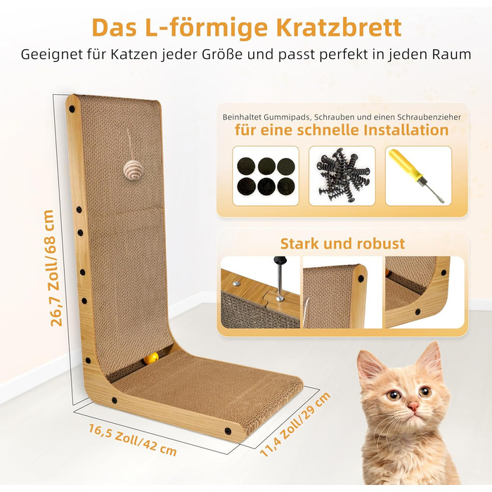 Кігтеточка для котів 68 см: велика, з картону, XXL, ліжко, ковдра та меблі для котів
