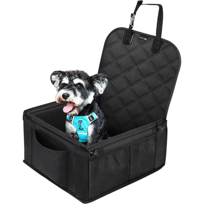 Автокрісло для собак KYG - Стабільне, водонепроникне, неслизьке та стійке до подряпин - для собак малого та середнього розміру - на переднє та заднє сидіння (Чорний) 6696
