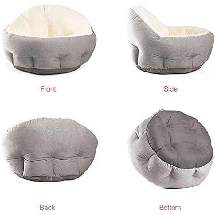 Крісло-ліжко для собак: зручне ліжко-гніздечко з високим бортом, сірого кольору, знімний та пральний чохол