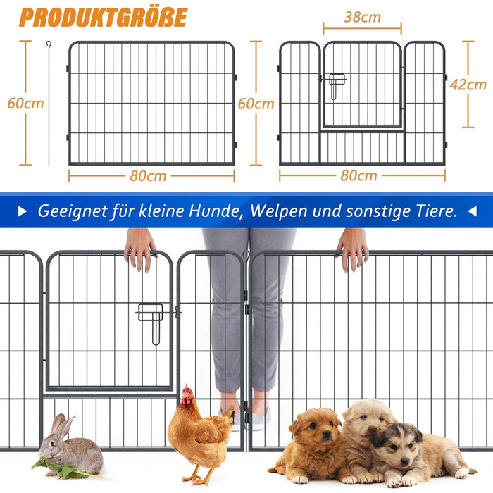 Металевий вольєр для собак та цуценят, переносний загон для тварин, ігровий майданчик на вулицю (12 шт.)