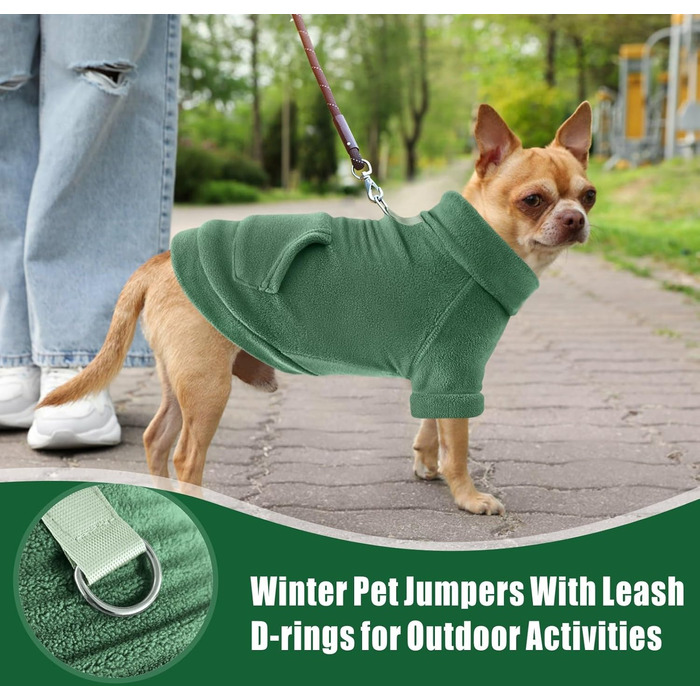 Світшот Idepet з флісу, 2 шт. в наборі, теплий одяг для домашніх тварин, еластичний, для маленьких собак та котів, зелений та темно-зелений, розмір XXL