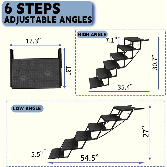 Рампа для собак у машину, складана, до 80 кг (6 сходинок)