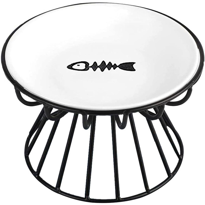 Підвищений годівниця для котів, кераміка, миска для котів з металевим підставкою, вода або корм для домашніх тварин, годівниці для котів, кошенят, цуценят та маленьких собак, придатна для миття в посудомийній машині