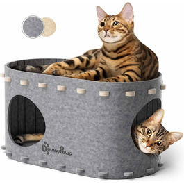 Котяча хатинка з фетру, ліжко для котів, зимова, сіра, 58x33x30 см, ігровий будиночок, захист кігтів