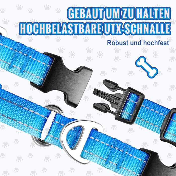 Нашийник для собак Martingale, світловідбиваючий, з зупиняючим ефектом, для великих, середніх та маленьких собак, нейлон, синій, розмір L