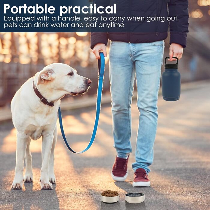 Вода для собак 3 в 1: пляшка, миска, ізоляція. 900 мл, нержавіюча сталь, BPA-Free. Ідеально для прогулянок та подорожей