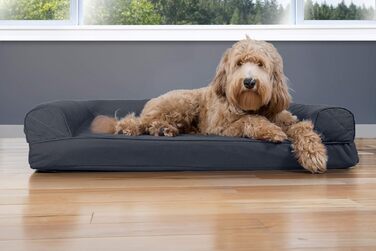 Гарне літнє собаче ліжко Furhaven з гелевим шаром, стиль софи, знімний чохол, колір фіалковий, розмір L (91 x 69 x 17 см)