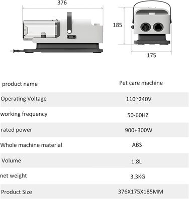 Набір для грумінгу собак з вакуумом, професійний, 1.8л, 5 інструментів, видаляє 99% шерсті, для собак та котів